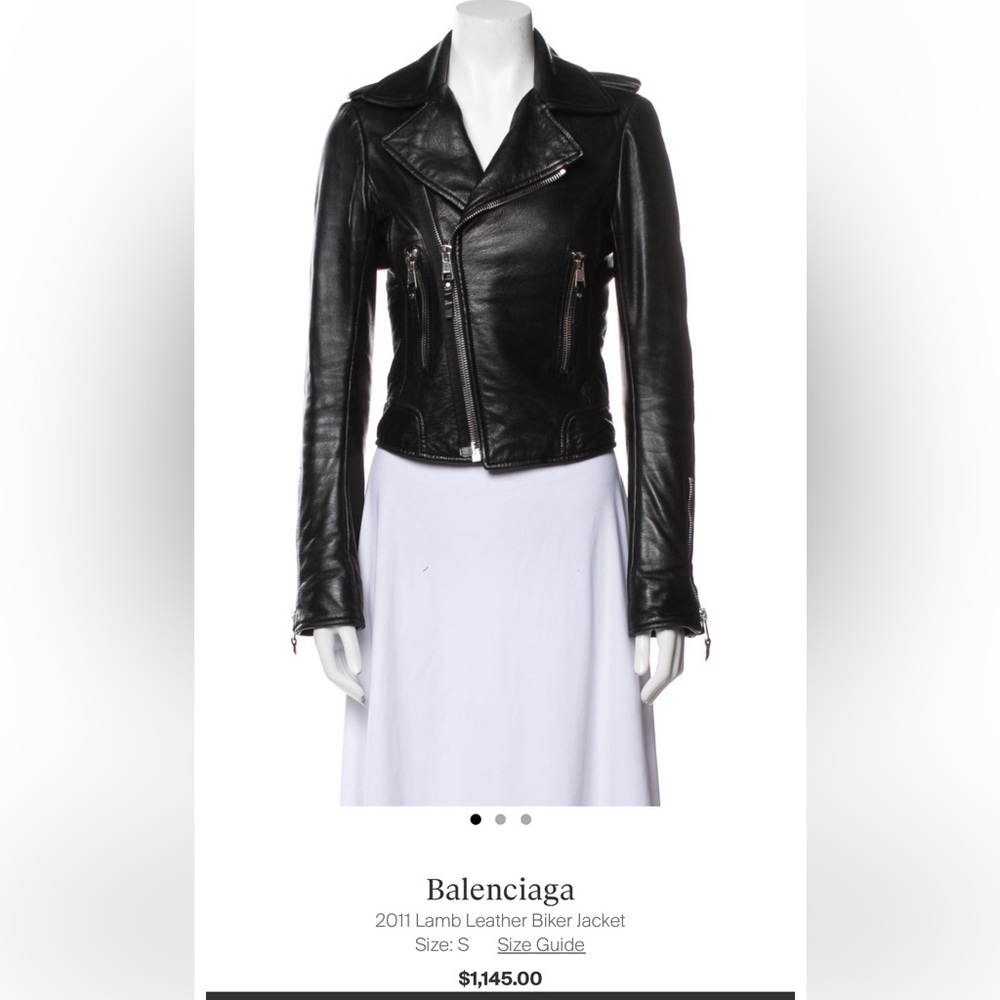 Balenciaga Thick lambs leather dark grey leather biker moto jacket